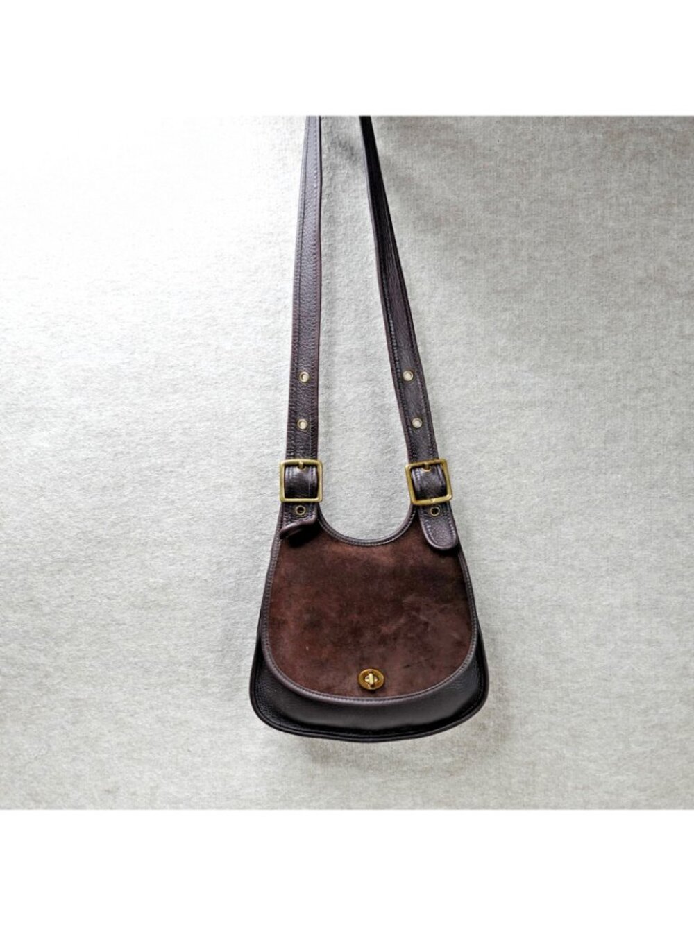 Coach Bag Brown Leather Suede Satchel Adjustable 9014 Vintage Glove Tanned - Picture 2 of 16